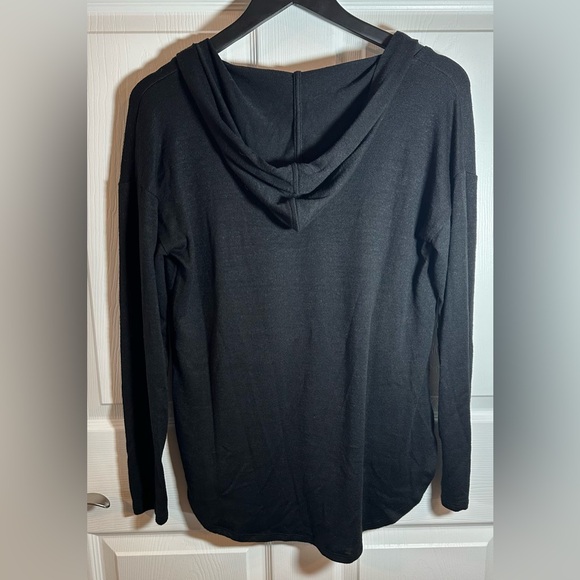 Banana Republic Luxespun Hoodie Women’s SM Black   V-Neck Pockets Soft Pullover - Picture 4 of 14